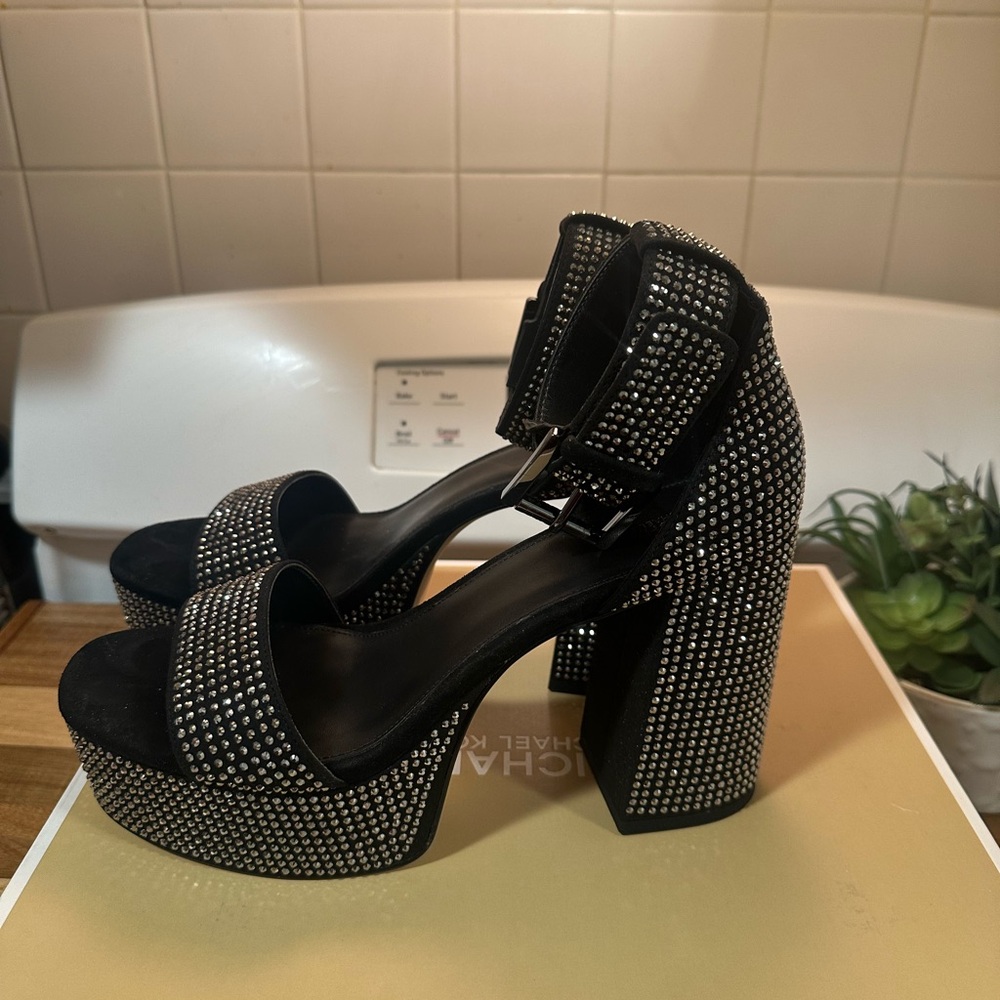Michael Kors Black Studded Platform Sandals